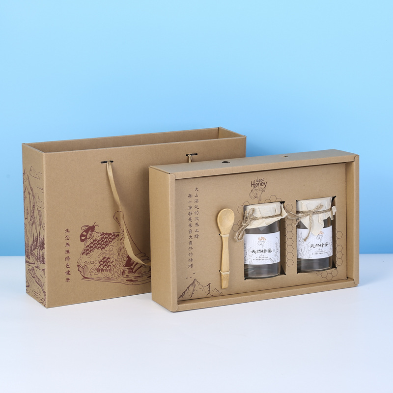 天然蜂蜜包装盒高档礼盒空盒玻璃瓶2斤装土蜂蜜礼品盒含玻璃瓶