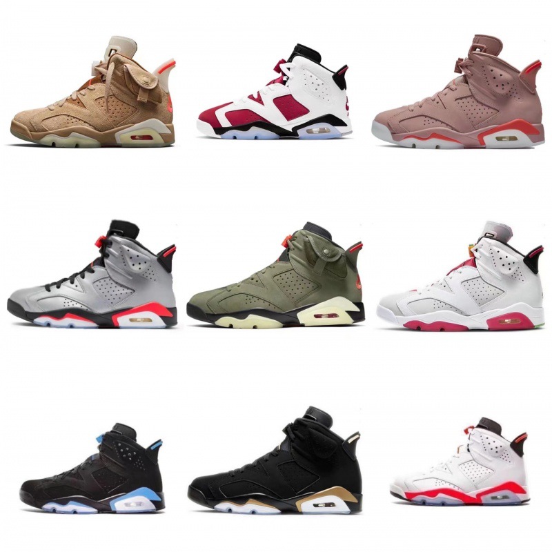 莆田公司级aj6鬼脸ts联名胭脂淡黄刺绣大巴黎樱木花道篮球男女鞋