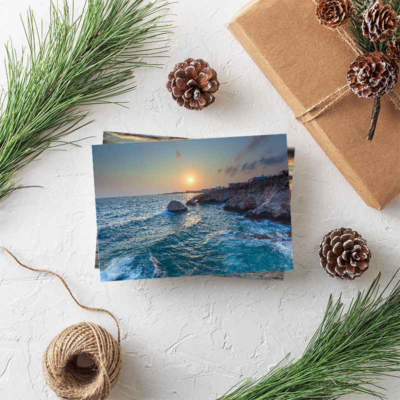 唯美日出自然风景明信片海上晨曦4材质可选