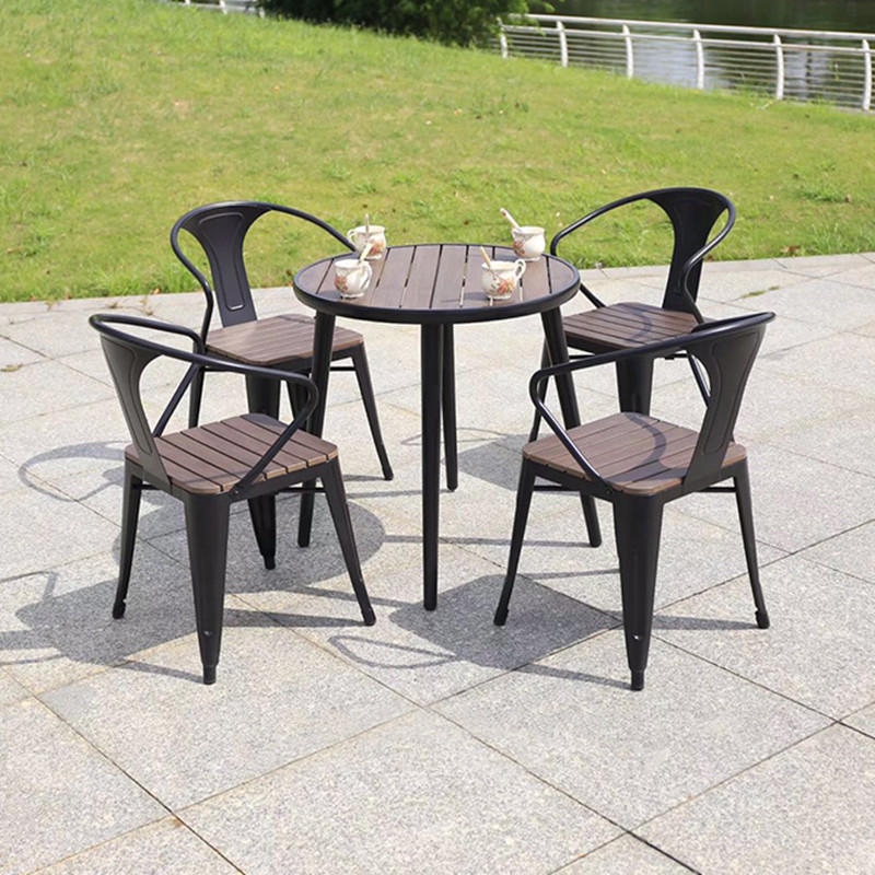 户外桌椅庭院露天阳台咖啡厅室外休闲铝合金塑木花园桌椅户外家具