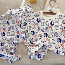 2024儿童居家服套装韩国男童夏装两件套新款小童半袖童装卡通印花