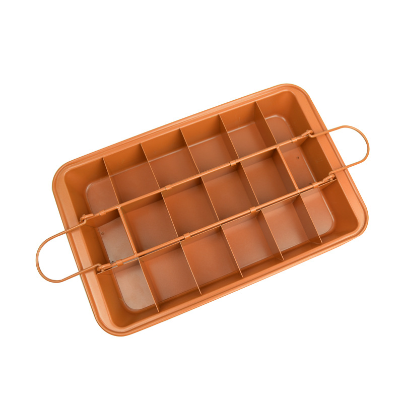 Brownie Non-Stick Baking Tray Carbon Steel Cake Mold Rectangular Cake Mold Bread Grid Baking Tray Baking Tool