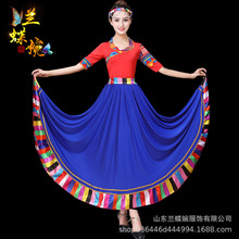 广场舞新款舞蹈服 藏族服装女 民族风大摆裙 中袖上衣长裙舞蹈服