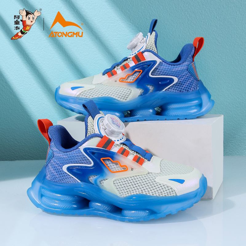 阿童木童鞋儿童纽扣运动鞋2024春夏新款跑步鞋网面透气中大儿童鞋