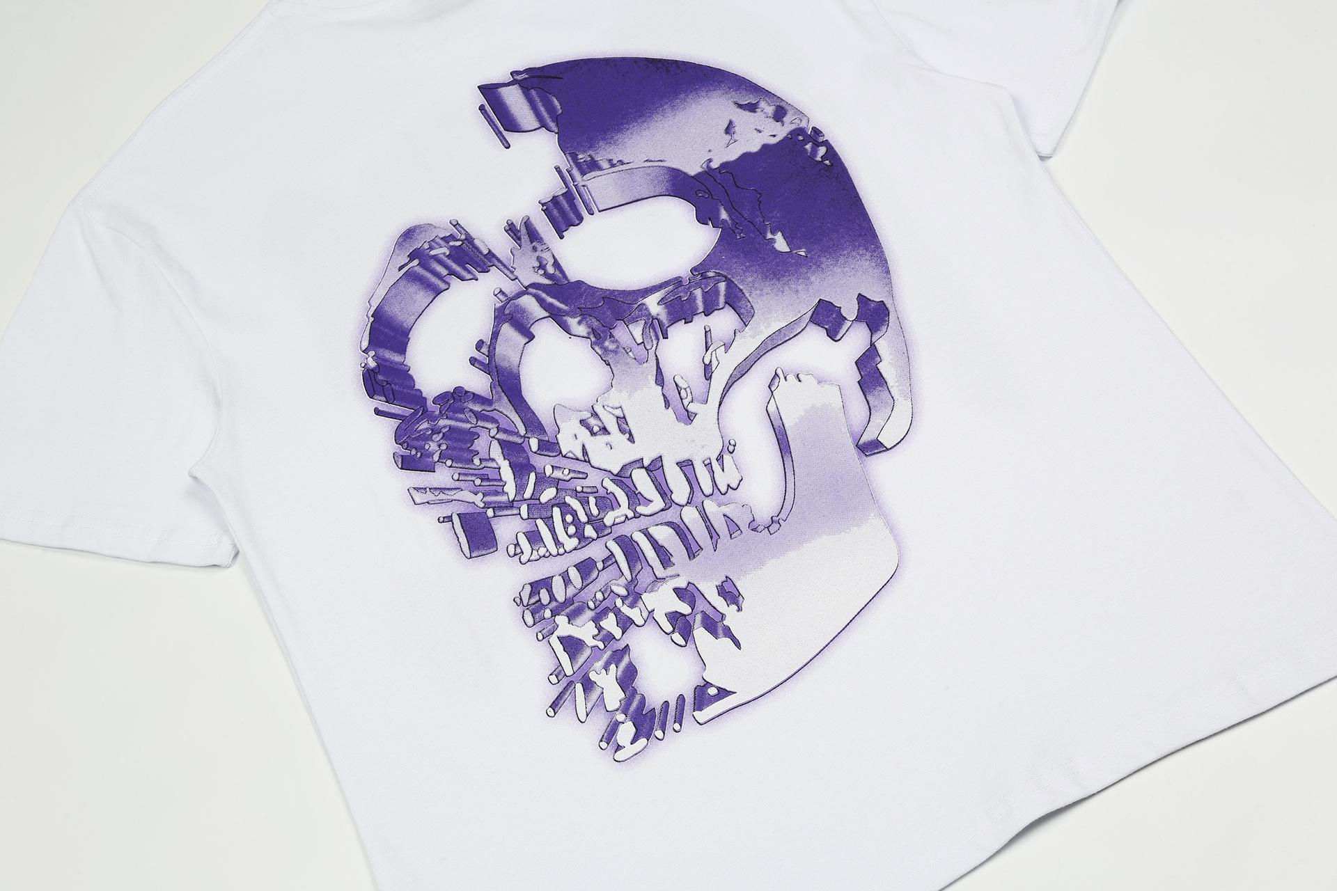 跨境限定欧美潮牌字母revenge炫酷骷髅头后背印花男女情侣装打底t