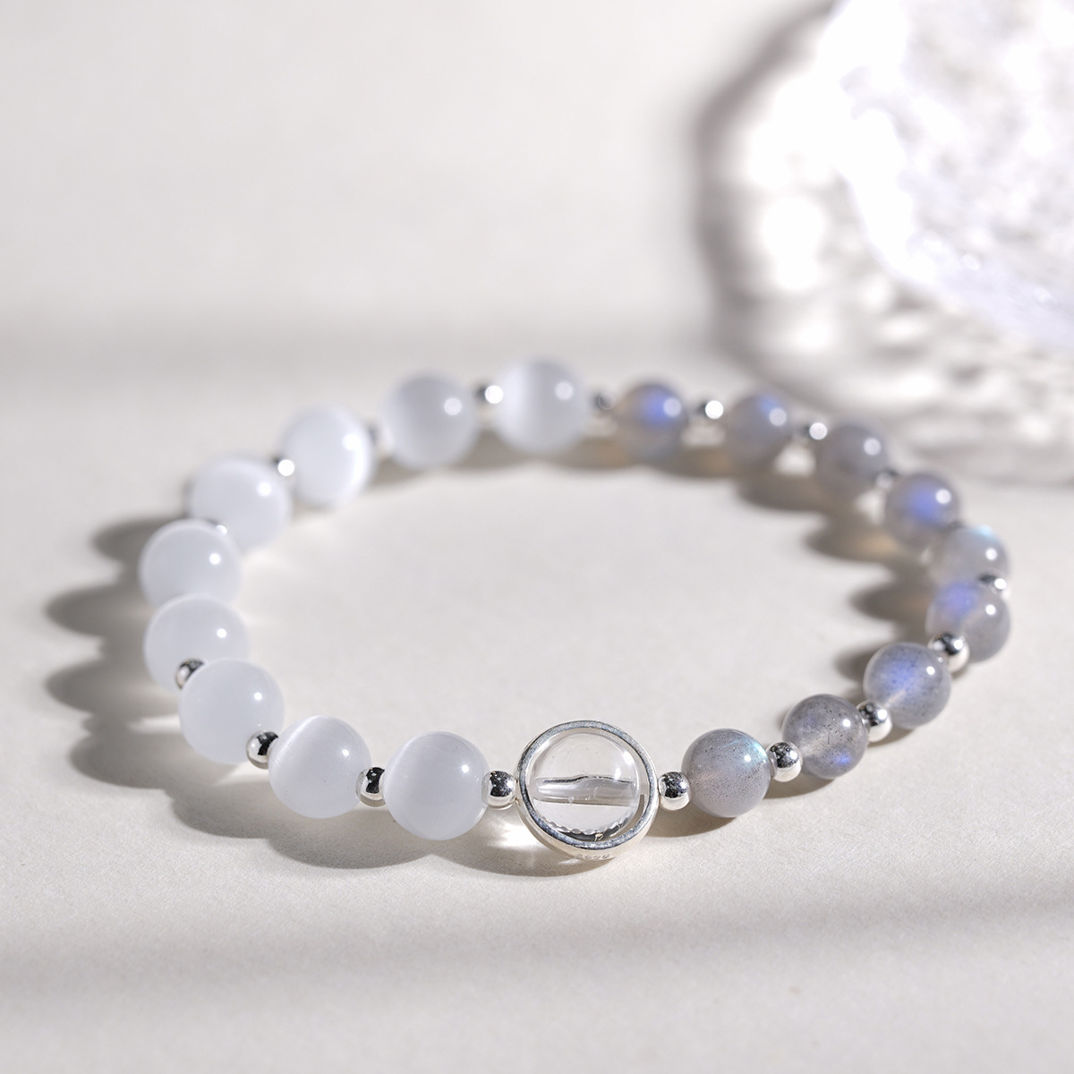 2024新款灰月光石猫眼石手链女新中式转运珠手串送女友闺蜜饰品