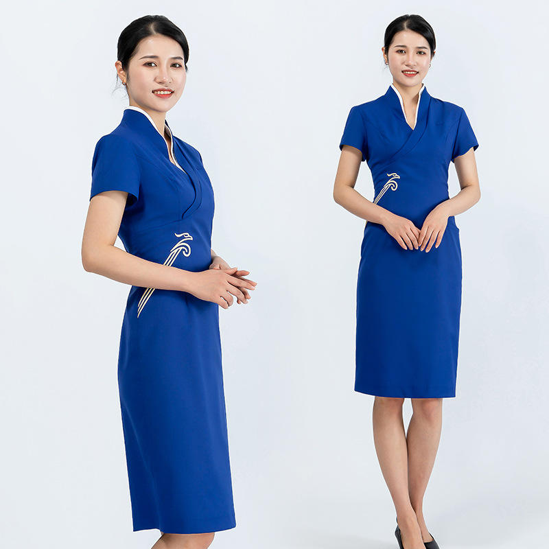 定做深圳航空姐制服显瘦收腰连衣裙航空乘务员职业艺考面试制服装