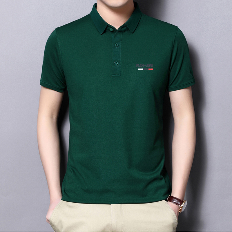男士polo衫短袖翻领纯色印花t恤青年上衣男装夏季冰丝半袖体恤薄
