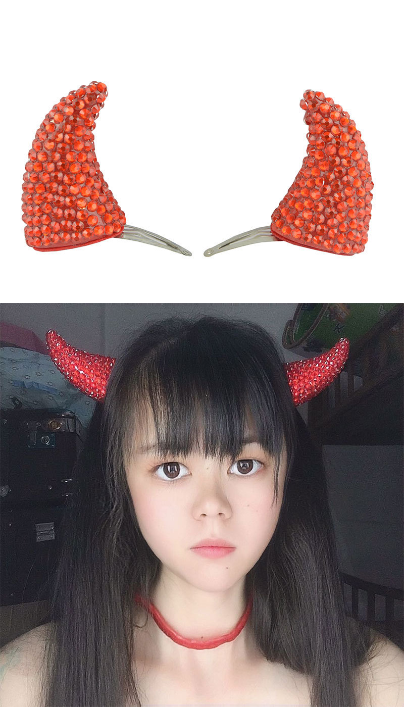 万圣节牛魔王装扮恶魔牛角头箍成人儿童红色牛角发夹角色扮演发饰