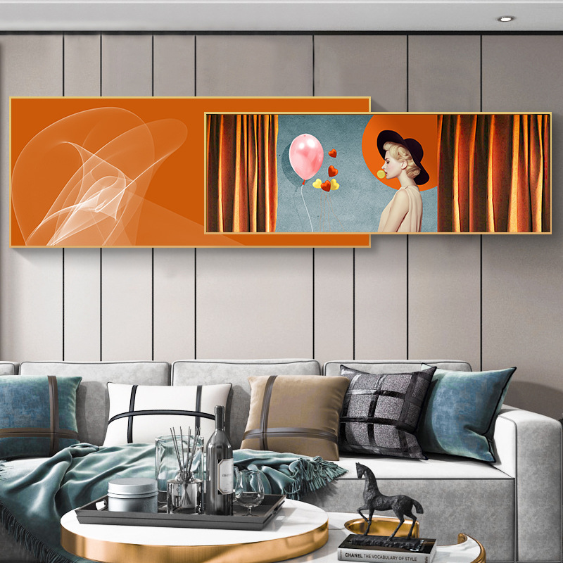 现代客厅装饰画晶瓷画叠加画中画沙发背景墙画酒店挂画卧室床头画