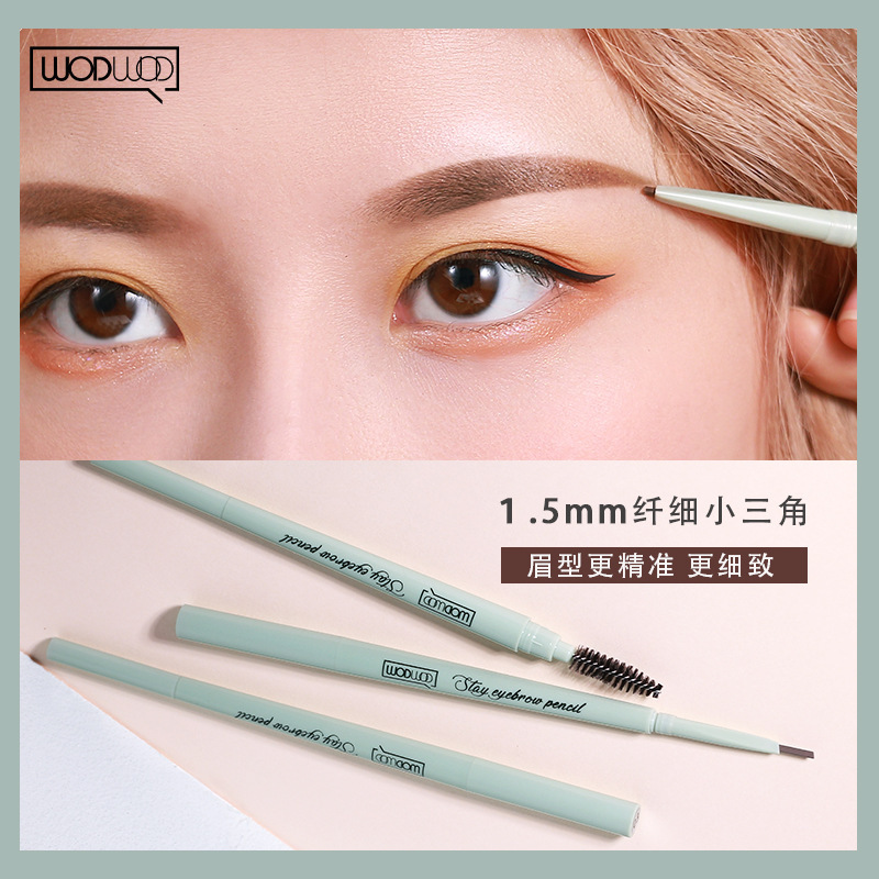 Wodwod Small Briefs Double-Headed Eyebrow Pencil Ultra-Fine Pen Point Ultra-Fine Waterproof Long Lasting Fadeless Distinct Look Wild Eyebrow