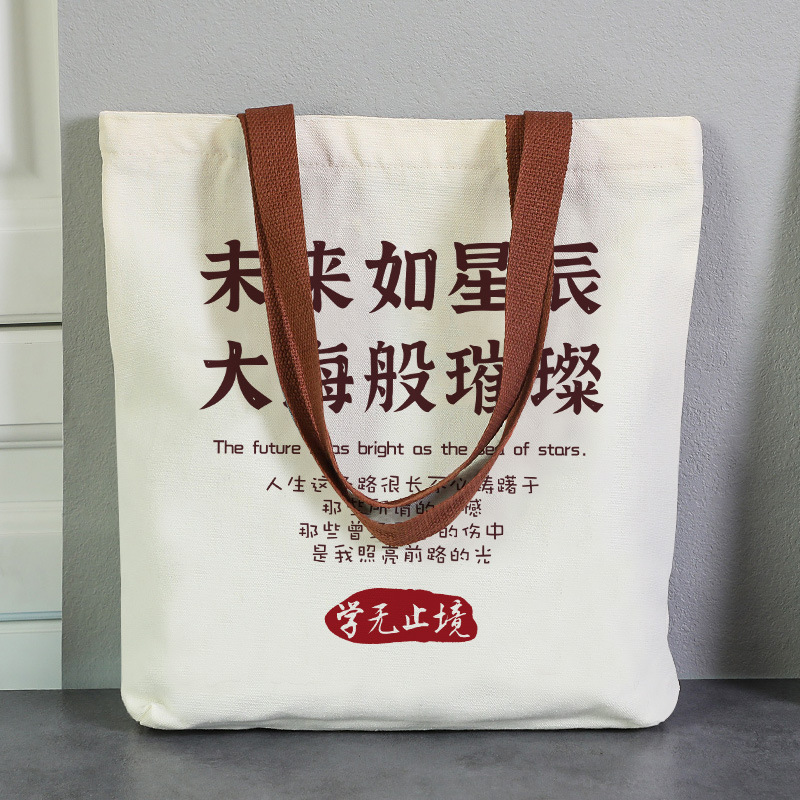 Canvas Bag Student Handbag Large Capacity 2024 New Bags Canvas Bag Portable Text Bag One Piece Dropshipping