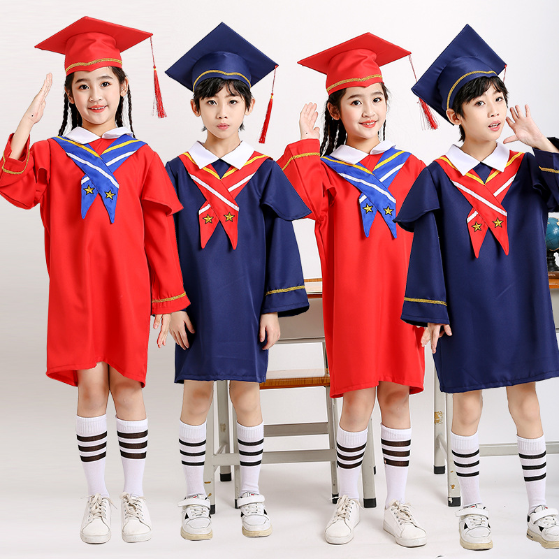 中小学生毕业博士服幼儿园毕业照学士服毕业礼服装儿童博士帽新款