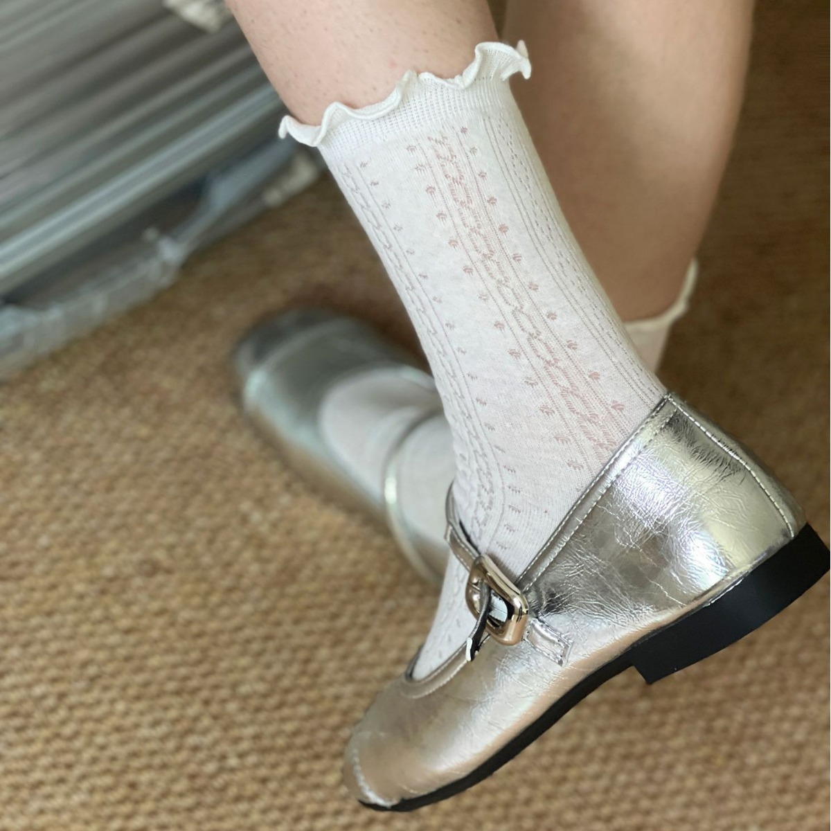 夏天薄款中筒白色袜子女花边堆堆袜日系jk镂空甜妹无后跟长袜