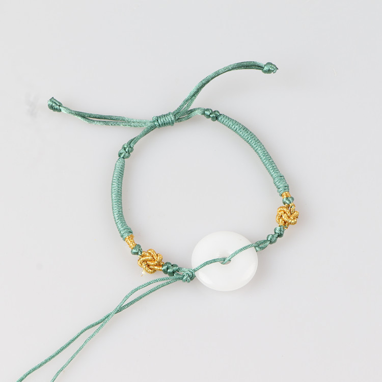 新款diy金结半成品手绳可穿珠平安扣国风情侣红绳手链横穿珠子绳