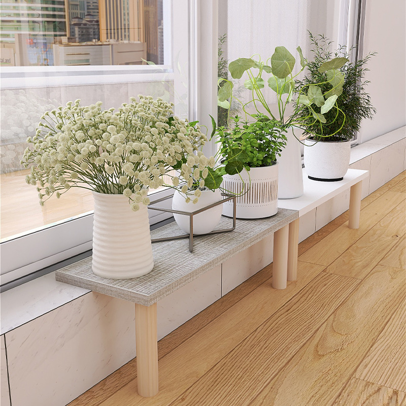 阳台台沿加宽花架批发落地式窗台窄边架单层实木支架园艺长条架子