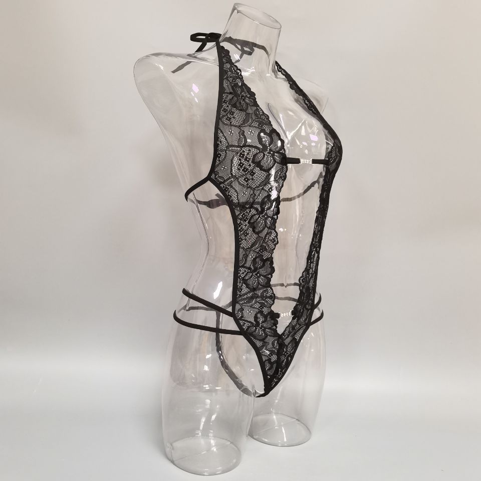 情趣内衣女式深v挂脖睡衣蕾丝透视露背连体衣外贸亚马逊外贸货源