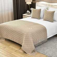 W9R床尾巾民宿公寓床尾装饰沙发搭巾美式酒店床盖针织床尾毯宾馆
