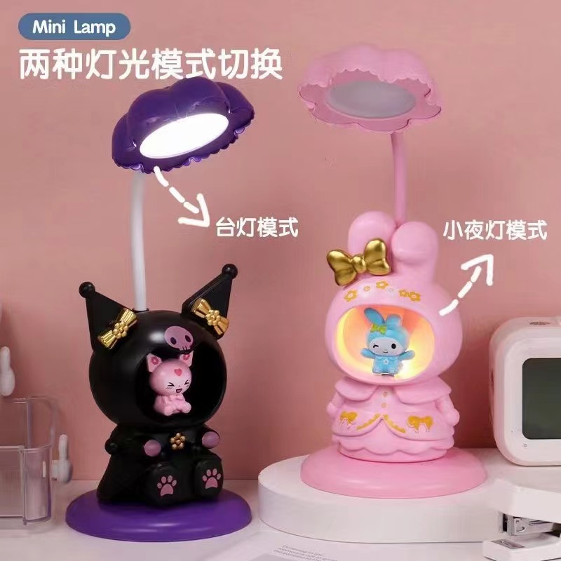 Foreign Trade Sanrio Clow M Table Lamp Led Cartoon Desktop Usb Charging Ornaments Children Small Night Lamp with Pencil Sharpener