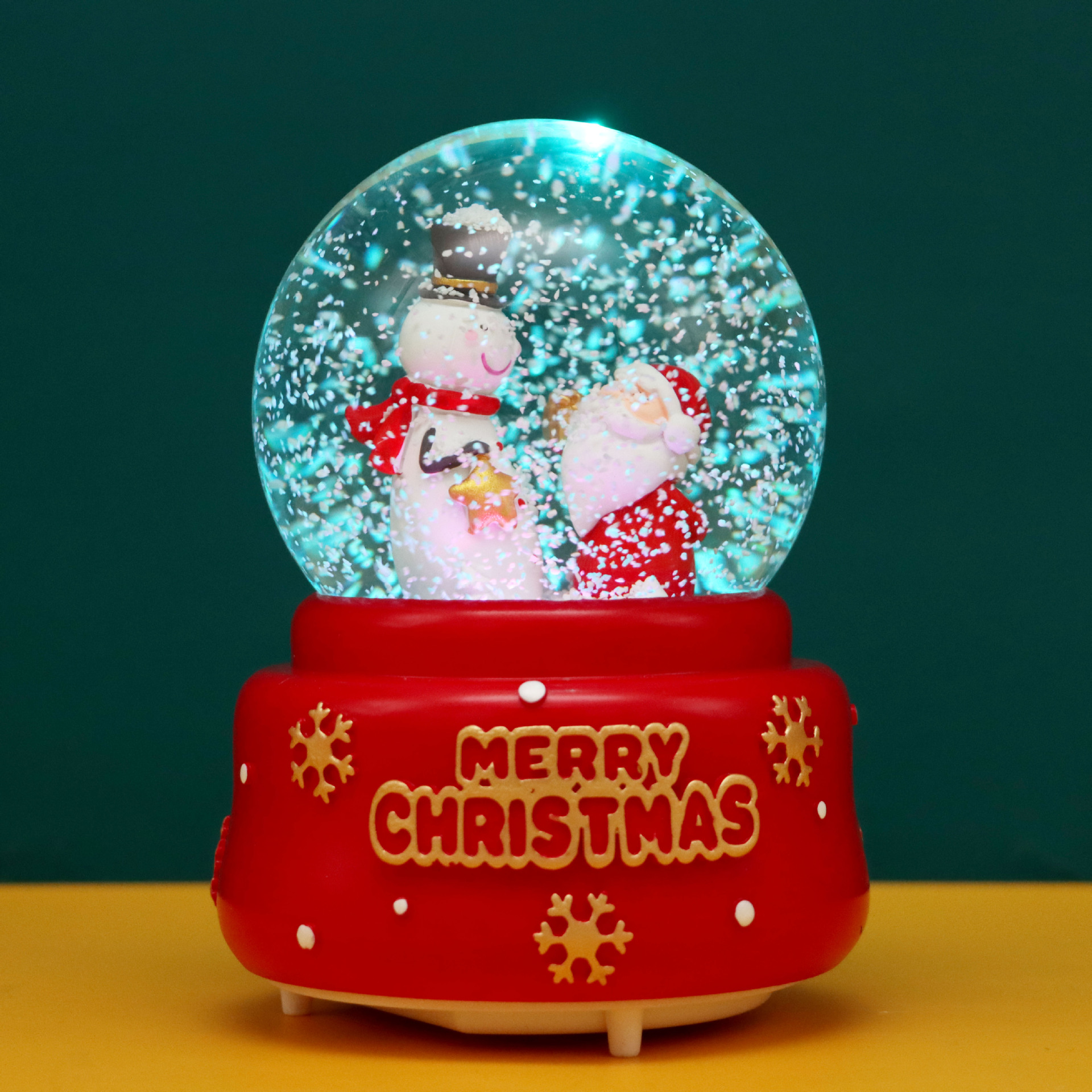 0成交8464个圣诞水晶球音乐盒礼物雪花水晶球旋转发光音乐八音盒送