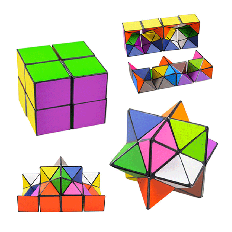 跨境多彩无限百变魔方二合一折叠魔方折合彩色百变异形魔方玩具
