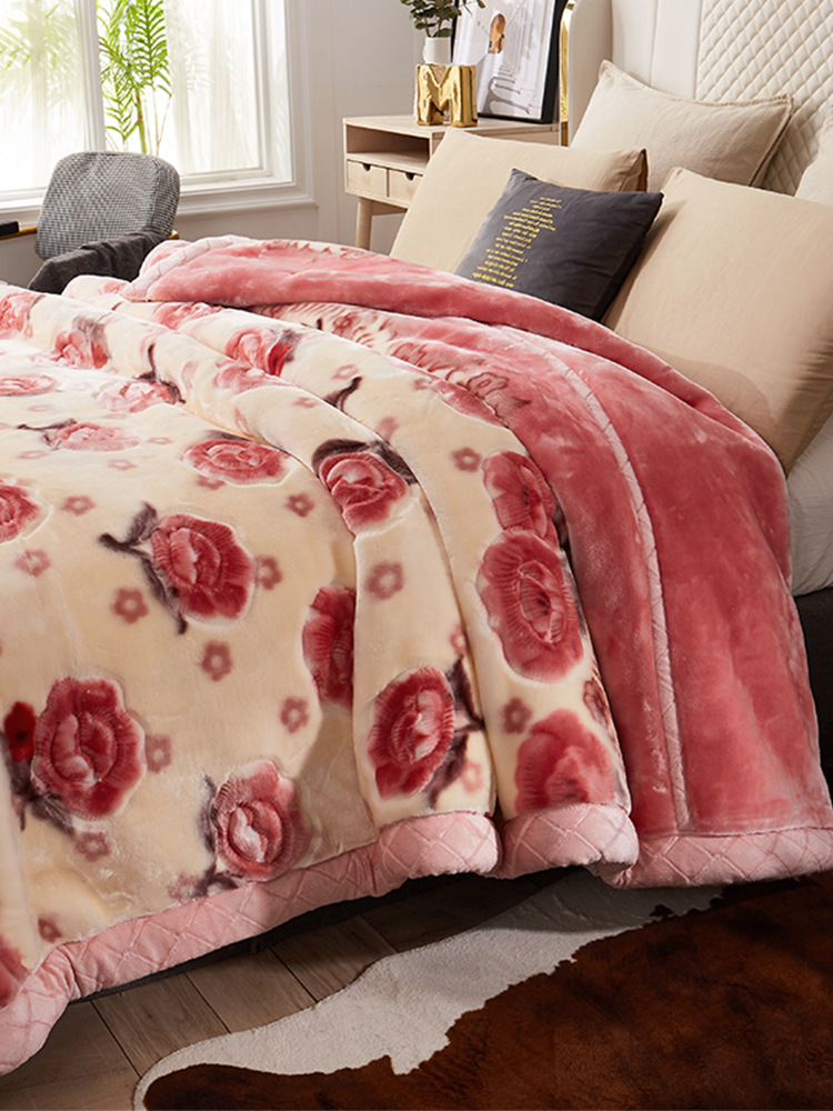 毛毯秋冬季铺盖毯加厚双层拉舍尔单珊瑚绒双人毯8/10斤重婚庆被子