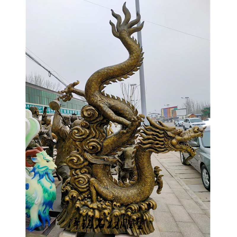 玻璃钢龙雕塑喷水龙头大小龙燚火锅店中国龙二龙戏珠装饰模型装饰