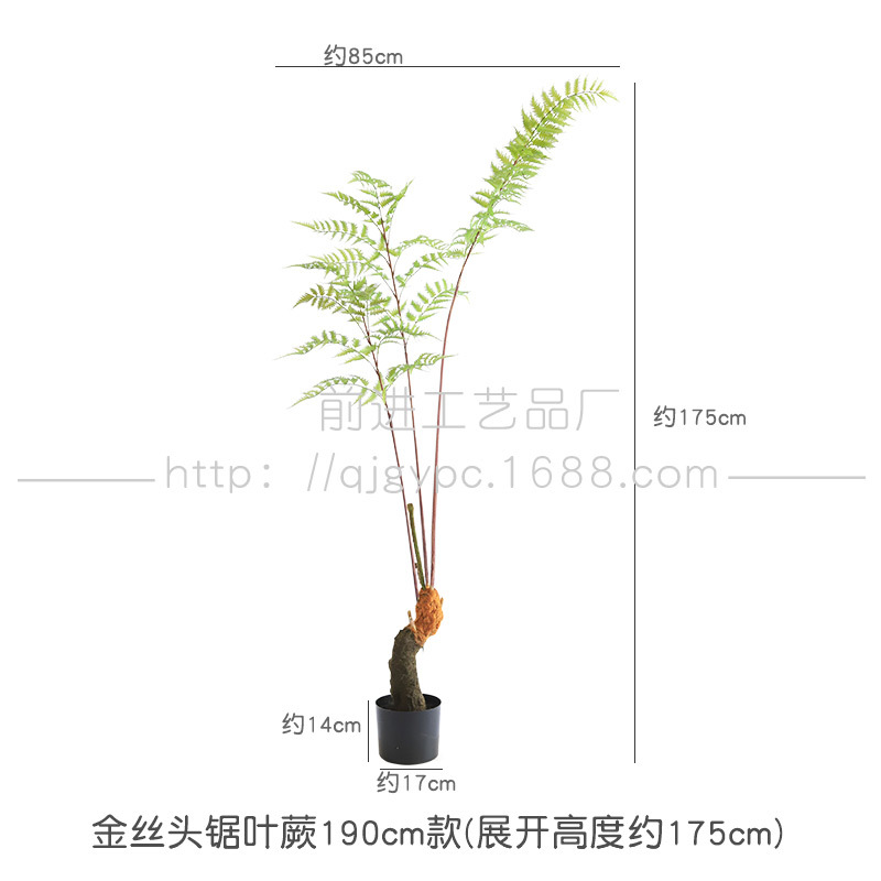 Factory in Stock Artificial Plant Pot Golden Monkey Fern Chinese Landscape Greenery Bonsai Golden Retriever Fern Guest