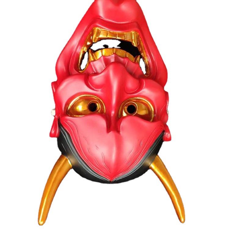 红白银笑脸般若面具万圣节脸罩鬼首鬼脸般若电影年会脸谱派对道具