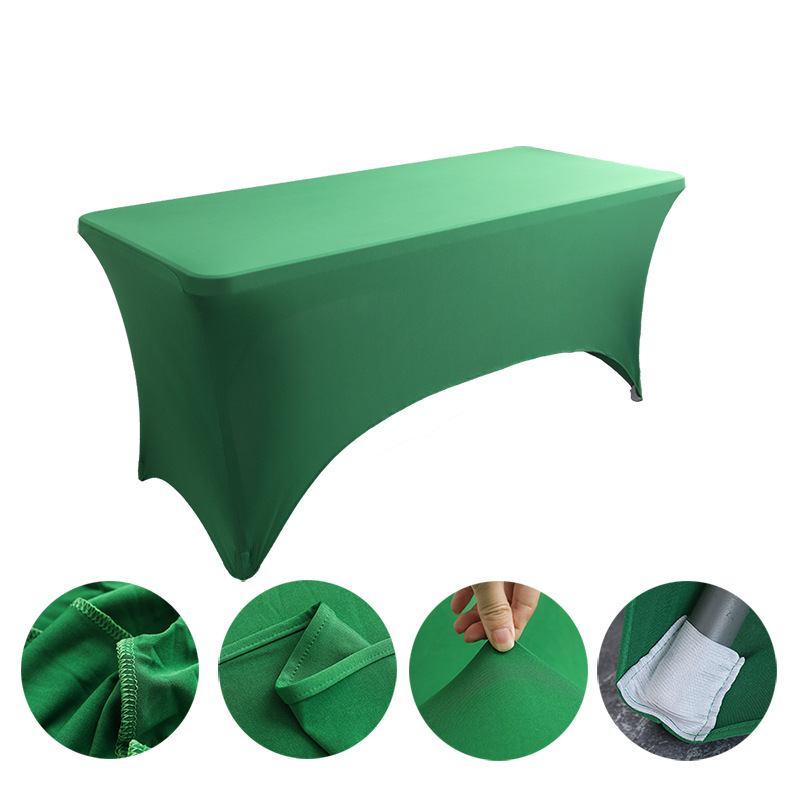 Wholesale Ins Internet Celebrity High-End Hotel Restaurant Wedding Banquet Decoration Solid Color Polyester Square Tablecloth Elastic Table Cover