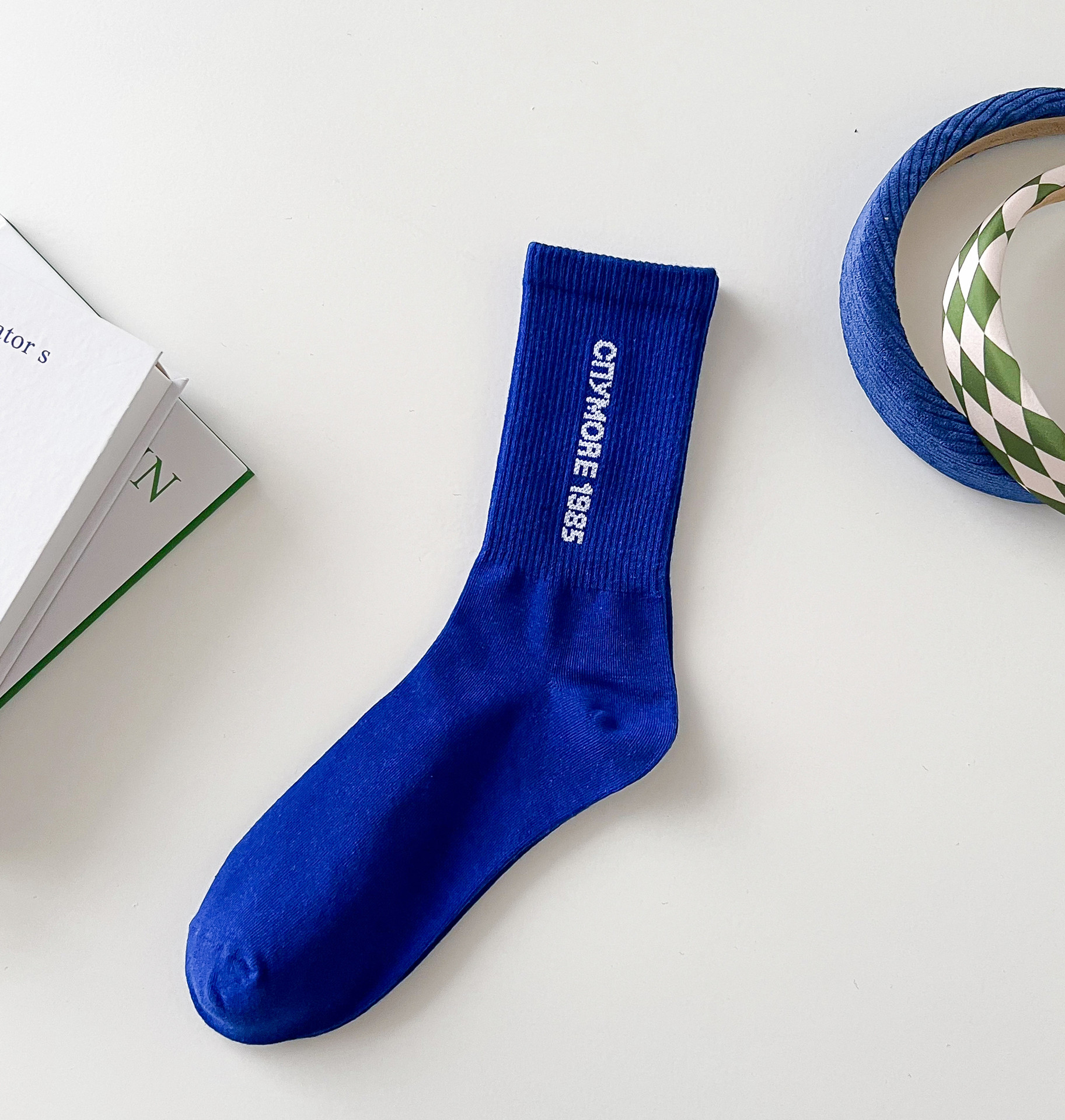 新款袜子女士春秋绿色韩版高筒纯棉百搭中长筒ins潮网红爆款女袜