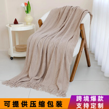 沙发盖毯流苏单人床上用空调毛绒毯跨境ins办公室午睡薄针织毯子