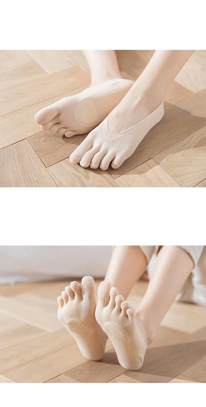 夏季隐形浅口五指袜 女硅胶防滑分趾袜子脚趾袜透气吸汗超薄厂家