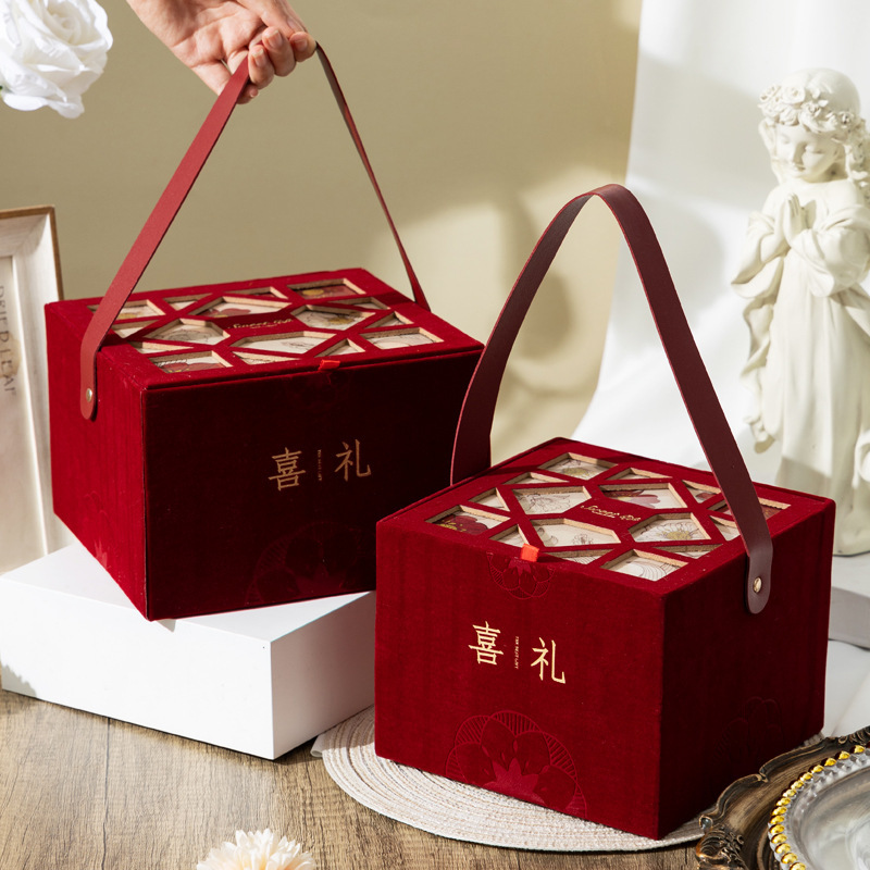 新款结婚手提礼盒中式喜糖盒子包装盒伴手礼盒子空盒礼品硬盒