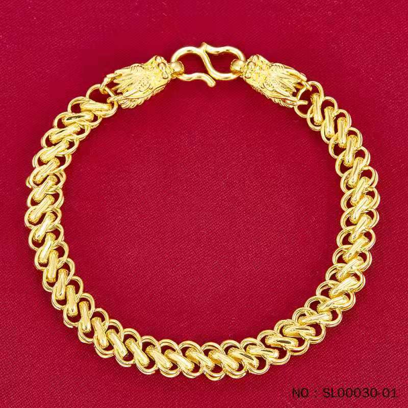 黄金泰国手链足金9999正品男款足金手环霸气老板款泰国链送爸爸