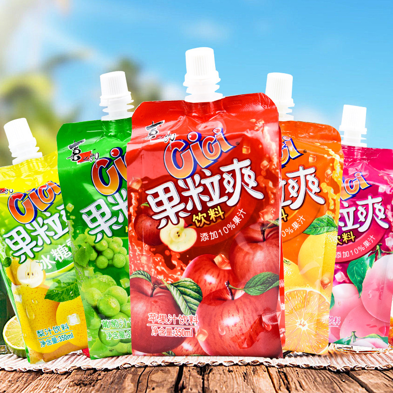 喜之郎果粒爽350ml*7袋可吸果冻复合水蜜桃橙葡萄苹果果汁吸吸冻