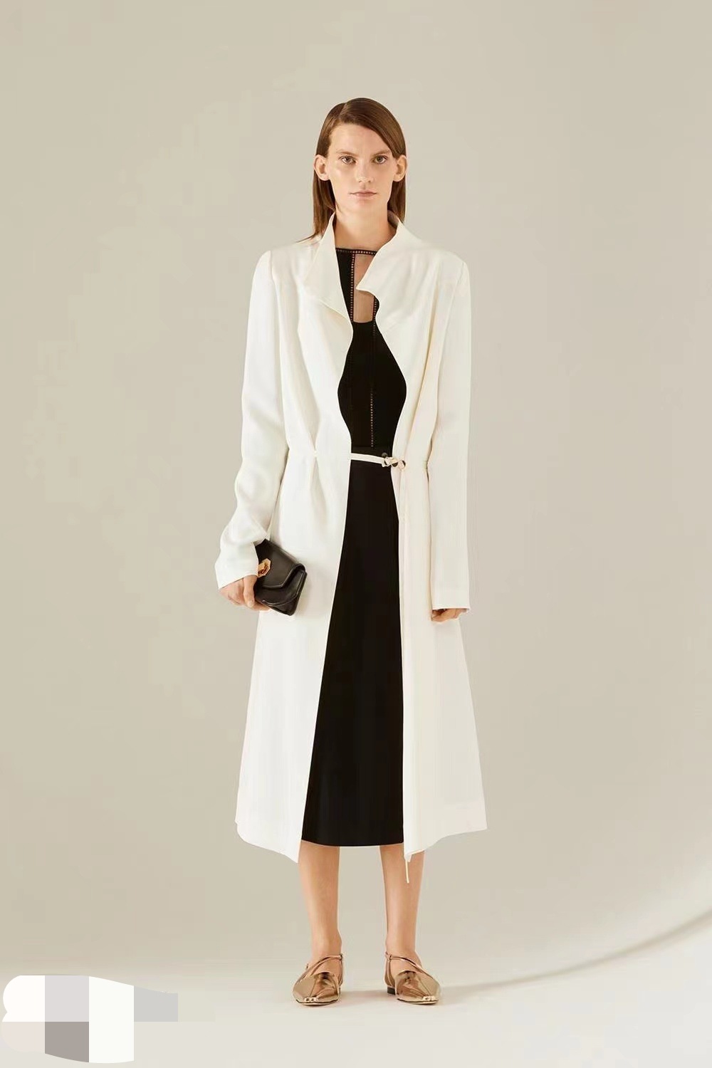 欧货欧洲站秋女装帅气立领挺括垂坠进口三醋酸外套风衣ol通勤高奢