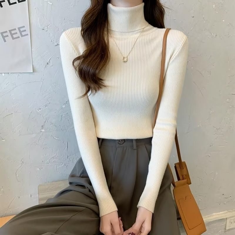 高领打底衫女秋冬款内搭毛衣春秋洋气2024年新款长袖针织纯色上衣