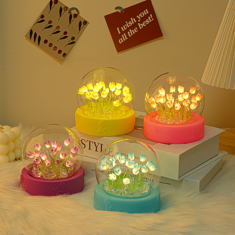 New Internet Celebrity Tulip Small Night Lamp Bedroom Sleep Light Birthday Qixi Gift Girl Flower Decoration Ambience Light