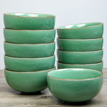 龙泉青瓷餐具创意家用小号日式米饭碗陶瓷单个吃饭碗哥窑冰裂纹碗