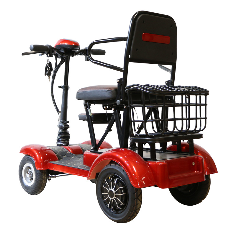 小型电动四轮车老人代步车成人家用残疾人助力电瓶车双人可折叠