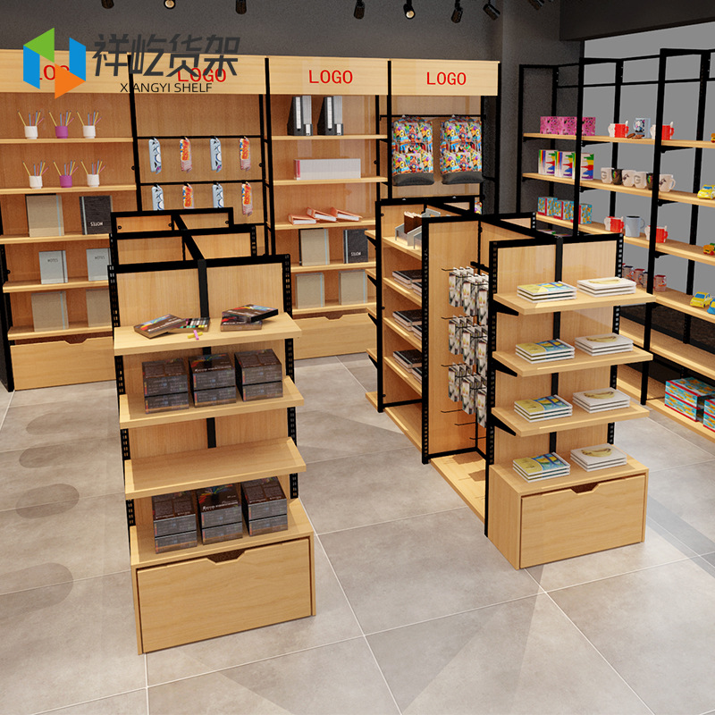 超市货架便利店钢木金华厂家批发精品店晨光文具店货架产品展示架