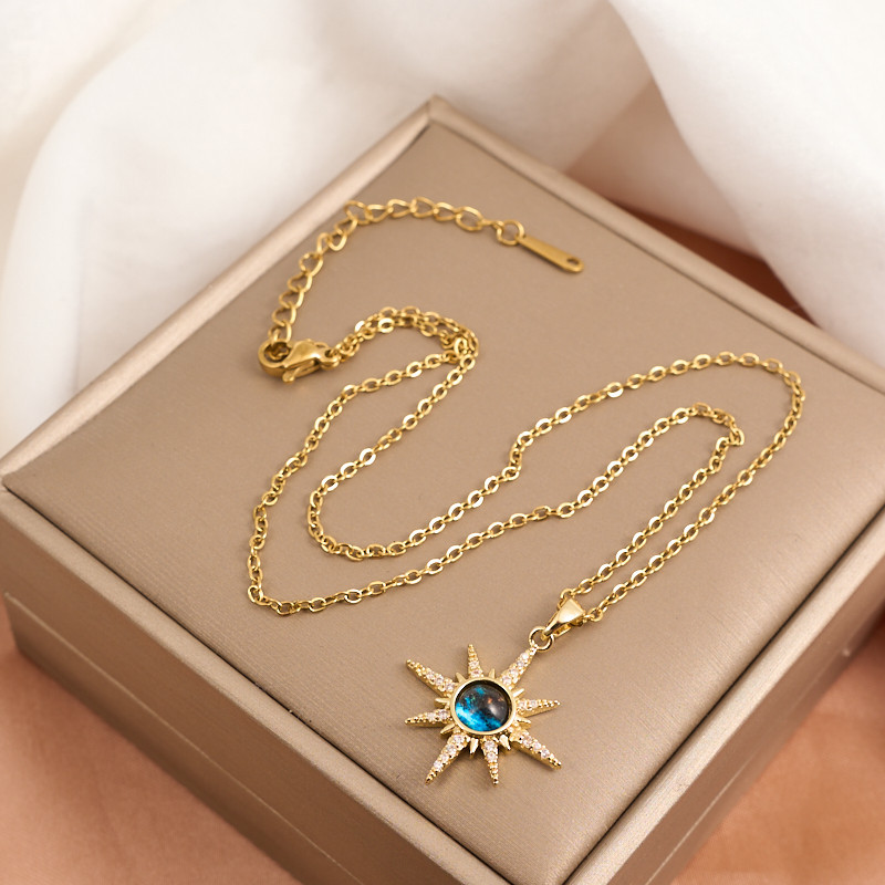 星芒星球微镶锆石气质华丽满钻项链百搭锁骨链-阿里巴巴