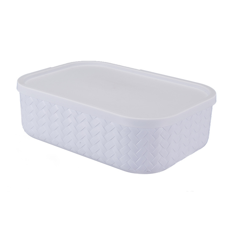 Cross-Border Plastic Rattan-like Woven Storage Box Household Clothes Storage Box Cosmetic Handle Moving Storage Box Wholesale