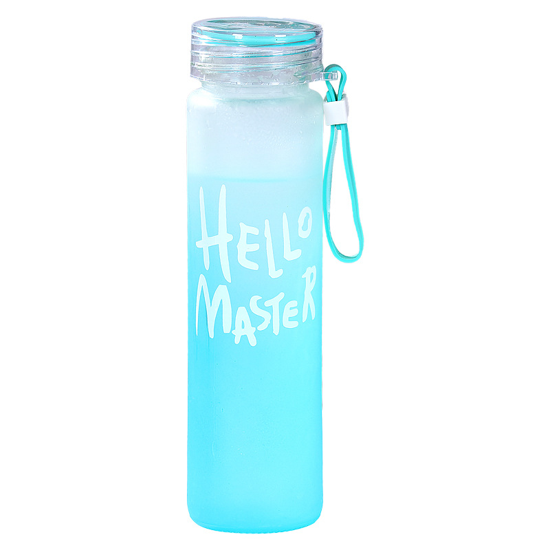 Fashion Gradient Colored Cup Glass Portable Matte Water Cup Advertising Push Cup Cute Student Water Bottle Fixed Logo