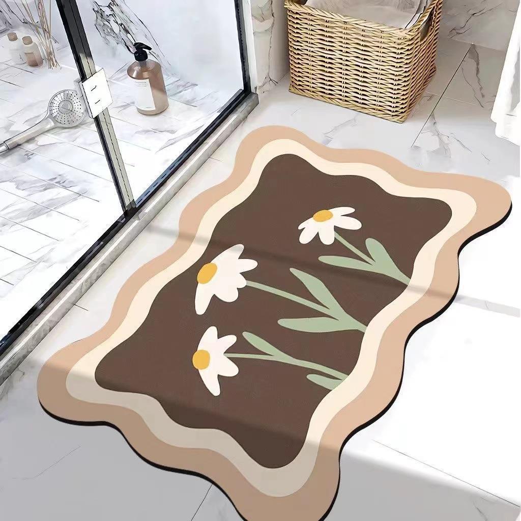 Diatom Ooze Floor Mat Flower Bathroom Soft Hydrophilic Pad Non-Slip Toilet Carpet Doorway Mat Simple Wholesale Easy Care