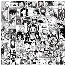 100张黑白动漫人物涂鸦贴纸滑板平板电脑头盔笔记本拉日漫贴画