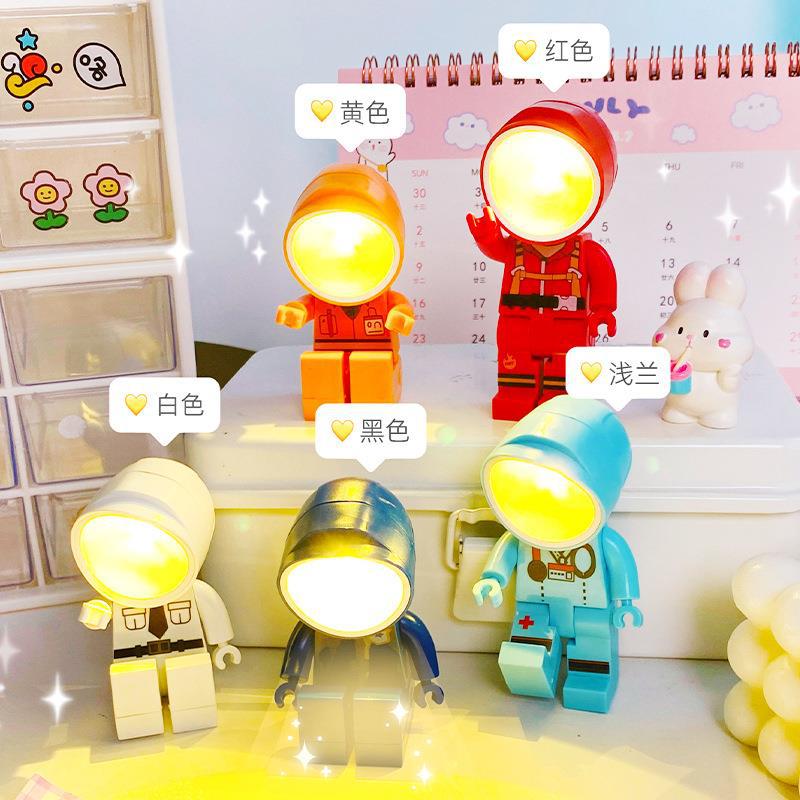 Mini Building Blocks DIY Small Night Lamp Cartoon Doll Desktop Decoration Mini Table Lamp Student Desk Magnetic Light