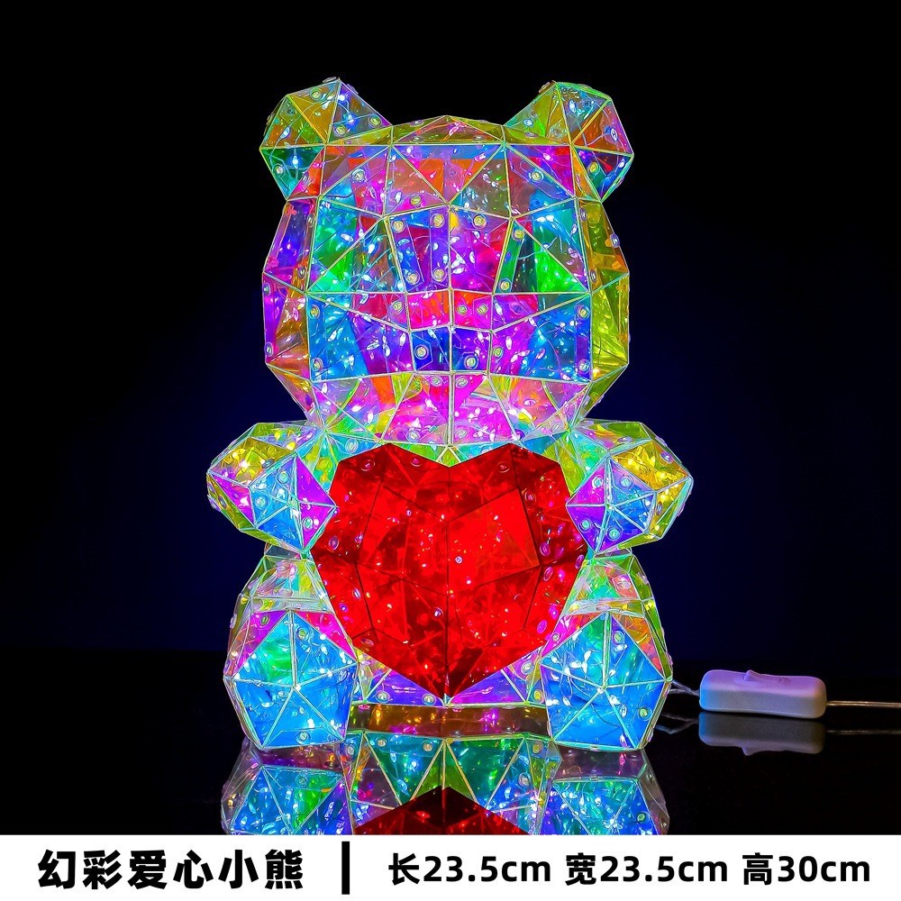 Colorful Love Bear Luminous Birthday Gift Girlfriends' Gift Lover Light Dream Decoration Internet Celebrity Qixi Doll Gift