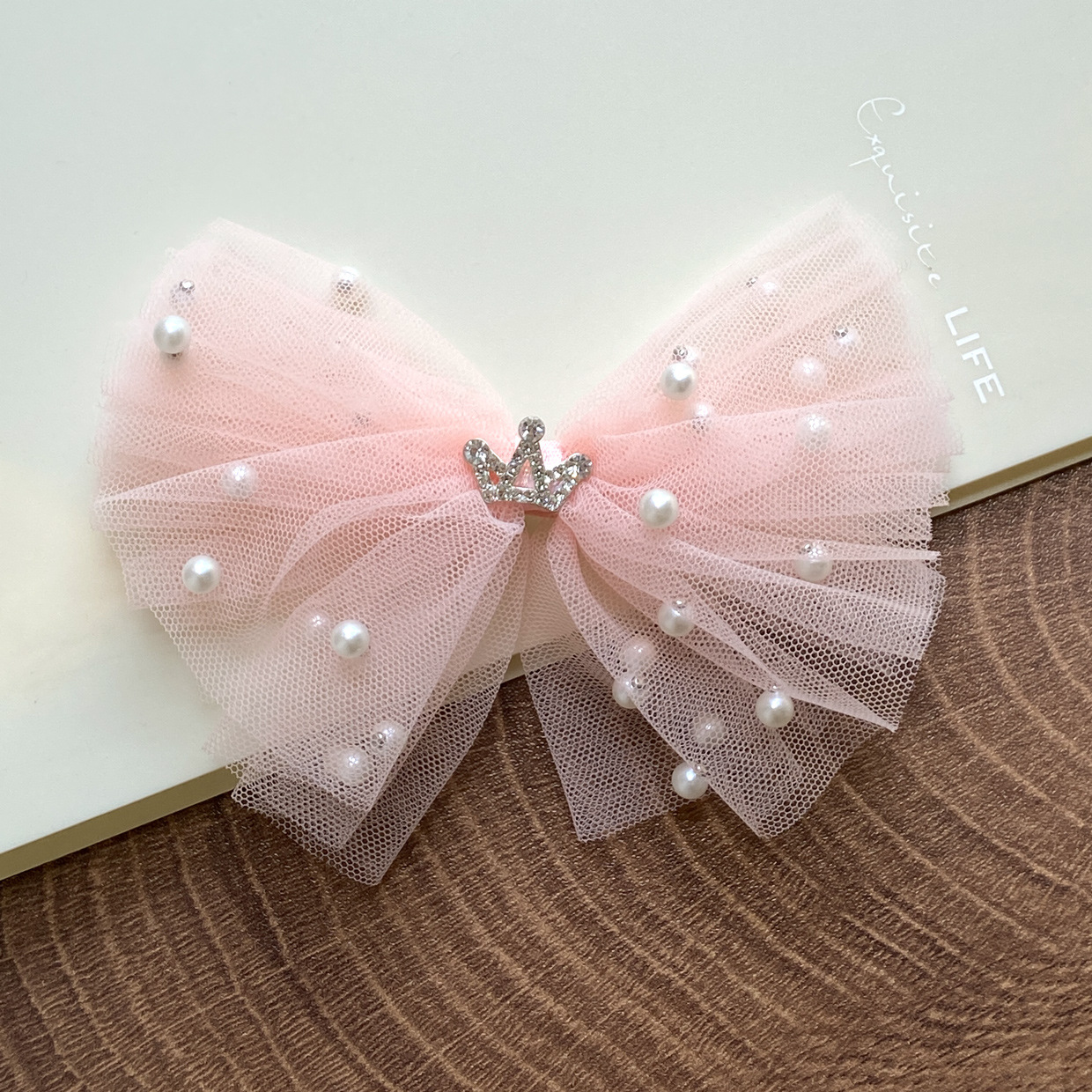 韩版儿童公主仙女甜美网纱蝴蝶结珍珠女童发夹小女孩发卡头饰